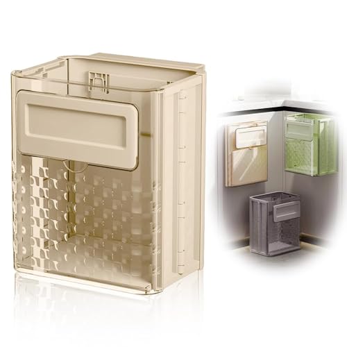 Folding Hanging Trash Can, Kitchen Folding Trash Can, Cabinet/Car/Bedroom/Bathroom Folding Hanging Small Plastic Trash Can (Off-White) - color: off-white