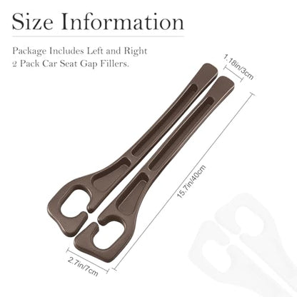 Car Seat Gap Filler 2-Pack, Universal Car Seat Gap Filler Organizer, Seat Gap Plug – Fills Gap Between Seat & Console (Brown) - color: BROWN