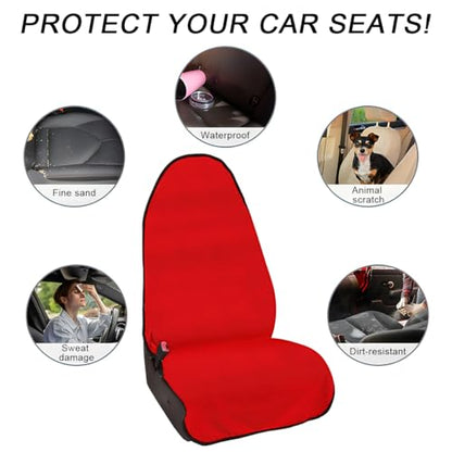 DXNQ Waterproof Car Towel Seat Cover, Sweating Non-Slip Premium Towel Carseat Cover Protector, Universal Soft Machine Washable Car Truck SUV Front Seat Cover for Gym Workout Beach Hiking (Red) - color: Red, 1pc, Front
