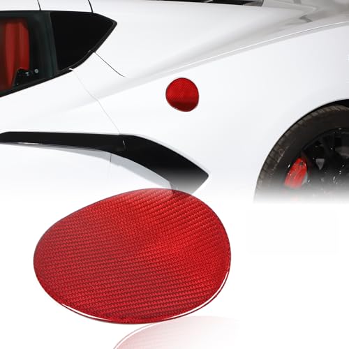 Car Fuel Tank Gas Door Cover Trim for Corvette C8 2020-2024 Real Carbon Fiber Oil Gas Cap Exterior Accessories Decoration Sticker (Red Style, Standard) - size: Standard, style: Red Style