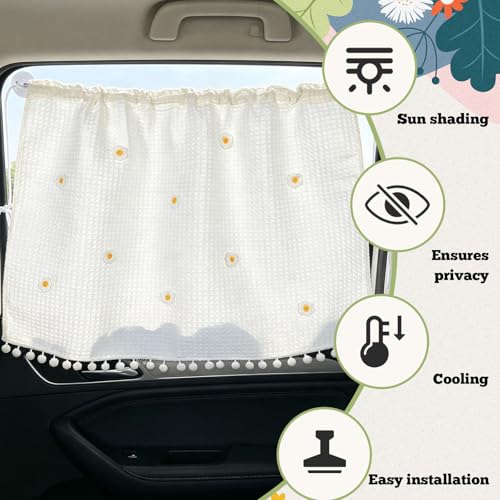 Car Side Window Sun Shade Privacy Curtain for Baby, 25.2"x18.1" Cute Blackout UV Protection Car Window Shades with Suction Cup for Back Seat, Auto Camping Windows Screen Shades (Ten Flowers) - color: Ten Flowers