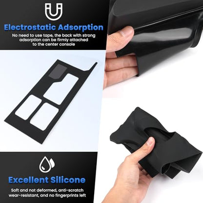 Autorder Central Control Gear Shift Panel Trim Cover for 2022 2023 2024 2025 2026 Toyota Tundra/Sequoia Accessories,Silicone Dashboard Gear Shift Cover Panel for Scratch & Dust Resistant - Black - size: 2022-2026 Toyota Tundra/Sequoia