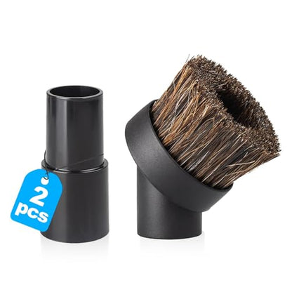 Round Horse Hair Brush Vacuum Attachment for Shark Vacuum Brush Attachment with 1-1/4” to 1-3/8” Adapter, For Shark Vacuum Attachments, for Dusting Car Seats & Upholstery, 2 Pack - style: Round Dust Brush-2PCS