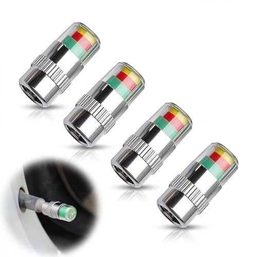 4Pcs Tire Pressure Monitor Valve Stem Caps, 3 Color Tire Pressure Indicator Valve Caps for Highway Driving Long Road Trip, 42-46 PSI 3.0Bar for Car Trailer Truck SUV - color: 3.0Bar 42-46 PSI