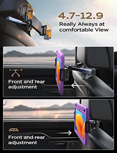 LISEN for iPad Car Holder Back Seat headrest Tablet Holder, Road Trip Essentials Accessories for Women Men Kids Gifts, for Fire HD 2026 iPad Pro 11/13" Air Mini, iPhone, Galaxy Tab, 4.7-12.9" Devices - size: 4.7-12.9