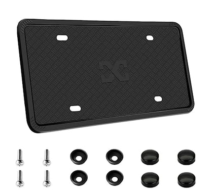 XCLPF Silicone Black License Plate Frame Covers 1 Pack- Front and Back Car Plate Bracket Holders. Rust-Proof, Rattle-Proof, Weather-Proof (Black) - color: 1 Pack Black