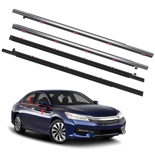 Window Molding Trim for Honda Accord 2013-2018 Accessories, 4PCS Chrome Outer Door Weatherstrip Seal Belt, Replace#72450-T2A-A01 72410-T2A-A01 72950-T2A-A01 72910-T2A-A01 - size: 2013-2018 Honda Accord