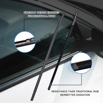 Window Molding Trim Seal for Honda Civic 2016-2021 Accessories, Outer Door Black Rubber Weather Stripping Belt, Replacement 72450-TEA-T01 (4PCS) - size: 2016-2021 Honda Civic
