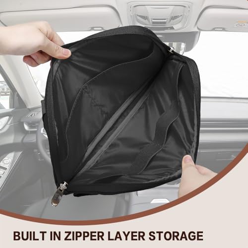 Car Sun Visor Organizer, Sunglasses Holders for Car Sun Visor, Storage Travel Document Holder with Multi Pocket Net Zipper, PU Auto Interior Accessories Universal for Car SUV Truck