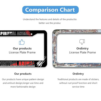 Spiritual Animal License Plate Frame Fierce Wolf Wild Spirit Energy Personalise Stainless Steel Funny Design Compatible with Standard License Plate Holder for USA and Canada 6.3 x 12.2 in - color: Spiritual Animal, size: 6.3 X 12.2 In-1PC