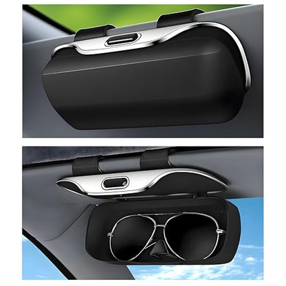 GDQ Sunglasses Holder for Car Visor Glasses Case|Car Sunglass Holder|Eyeglass Holder|Press Silent Shockproof Dustproof (Beige) - color: Beige2