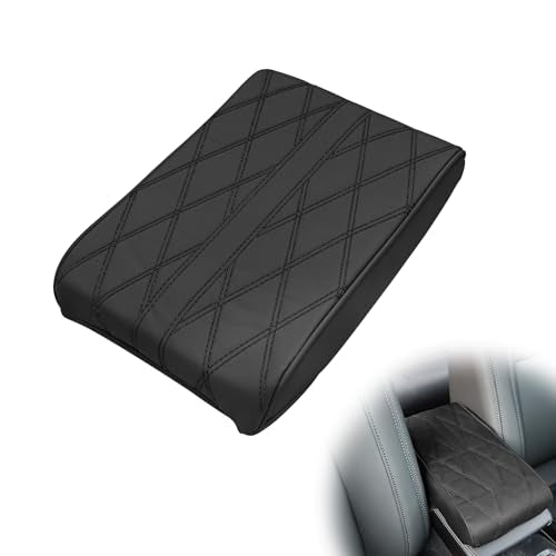 1 PCS Car Armrest Box Booster Pad, Leather 3D Texture Anti-Scratch Protective Cover, Memory Foam Leather Relieve Elbow Pressure Cushion, Universal for SUV, Truck, RV and More (Black) - color: Black