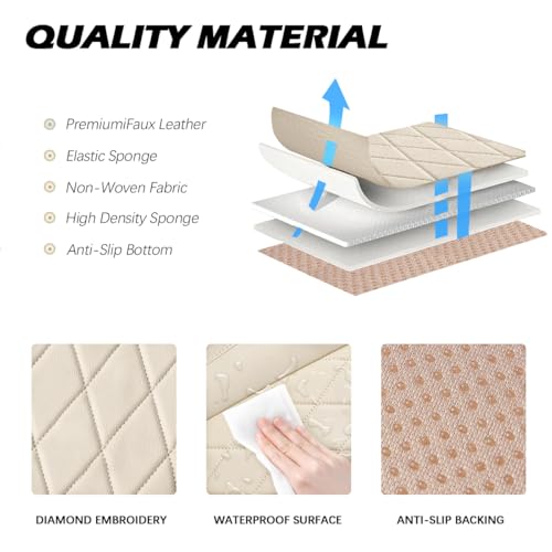 Front Bottom Seat Cover for Cars, 2-Pack Luxury Faux Leather Car Bottom Seat Cover Auto Seat Cushion, Anti-Slip, Waterproof, Universal Fit, Beige - color: Front Seats - Beige