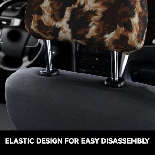 Cars Headrest Cover Cow Cowhide Stylish Car Seat Head Rest Covers for Men & Women 2 Piece Brown Headrest Protector for Most Trucks, Vans, Sedans, SUV - color: Lovely Cow