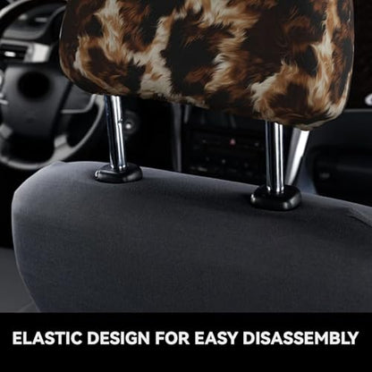 Cars Headrest Cover Cow Cowhide Stylish Car Seat Head Rest Covers for Men & Women 2 Piece Brown Headrest Protector for Most Trucks, Vans, Sedans, SUV - color: Lovely Cow