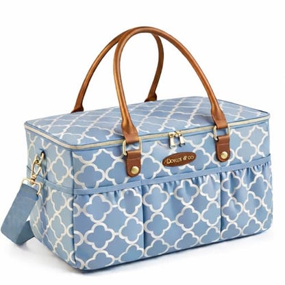 DOKUS & CO Luxe Diaper Caddy Organizer, Extra Large Collapsible Nursery Storage Tote for Baby Essentials & Travel - color: Blue