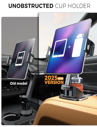 eSamcore Tablet Holder for Recliner & Car Cup Holder, [Unobstructed Cup Holder Mount] for iPad with Flexible Base, 360 Rotatable Deep Clamp Compatible with 6”-11” iPad, iPhone, Foldable Phones