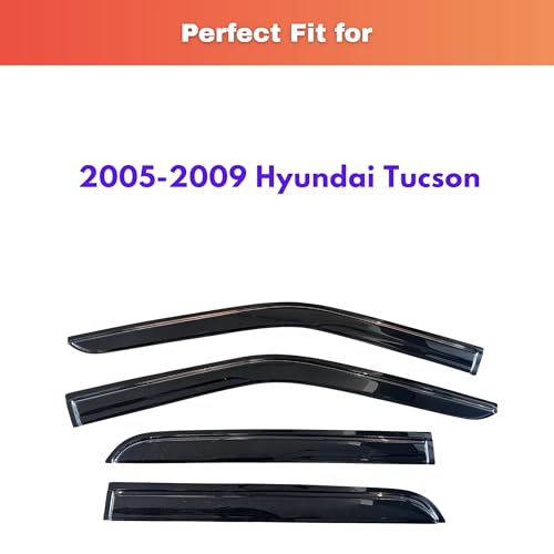 KPY Rain Guards Fit for 2005-2009 Hyundai Tucson, Out-Channel Window Visors Vent Wind Deflectors 4PC, Car Accessories for 05-09 Tucson - size: 2005-2009 Tucson
