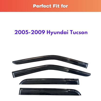 KPY Rain Guards Fit for 2005-2009 Hyundai Tucson, Out-Channel Window Visors Vent Wind Deflectors 4PC, Car Accessories for 05-09 Tucson - size: 2005-2009 Tucson