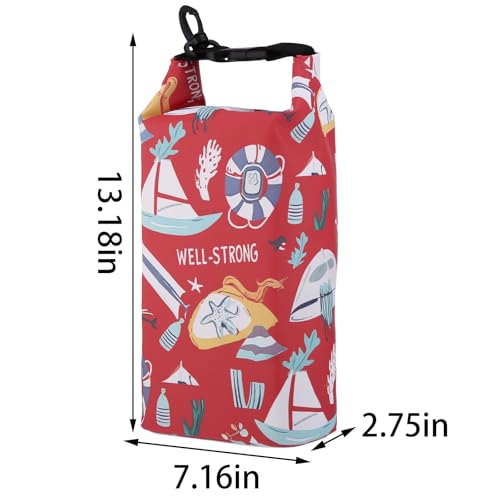 Boat First Aid Kit Waterproof, WELL-STRONG Marine Emergency Kit with Roll Top Dry Bag for Boating Fishing Kayaking – Water-Resistant Contents for Camping & Beach（Red Sea） - color: Ws011-redsea