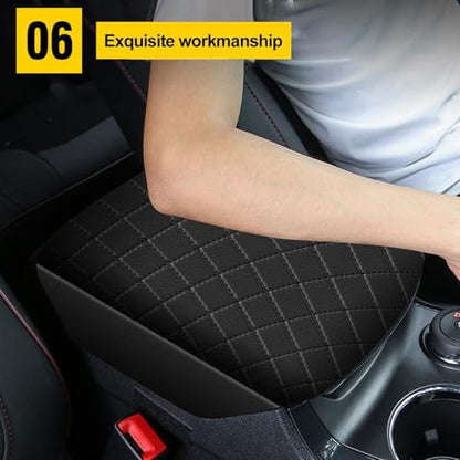 AOMSAZTO Center Console Cover Customized Armrest Cover Compatible with 2011-2019 Ford Explorer Soft Cozy Leather Arm Rest Covering for Car - color: black-1