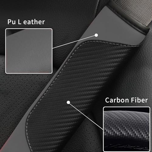 2PCS Car Seat Belt Cover, Carbon Fiber Safety Seatbelt Shoulder Strap Covers, Breathable Leather Soft Harness Pad for Car Interior Accessories (Black/Gray) - color: Black/Gray