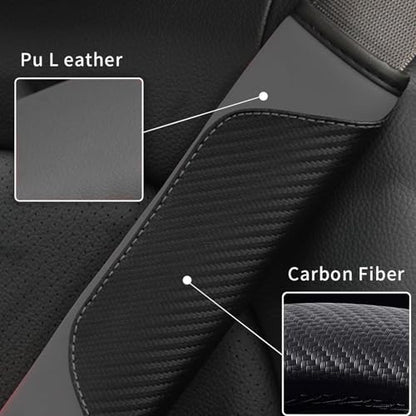 2PCS Car Seat Belt Cover, Carbon Fiber Safety Seatbelt Shoulder Strap Covers, Breathable Leather Soft Harness Pad for Car Interior Accessories (Black/Gray) - color: Black/Gray