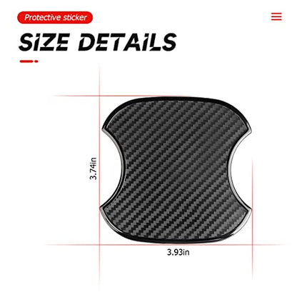 4Pcs Car Door Handle Stickers, 3D Carbon Fiber Texture Auto Door Cup Protective Film, TPU Scratch Protector Cover Guard Pad, Vehicle Door Bowl Paint Cover, Universal for Most Models (3.74''×3.93'') - size: 3.74''×3.93''