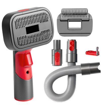 2-in-1 Pet Grooming Kit Compatible with Dyson V7 V8 V10 V11 V15 Vacuum,Dog Hair Vacuum Attachment Removes Loose Hair, Dander, Undercoat & Tangles Self-Cleaning with Extended Vacuum Hose & Trigger Lock - color: Pet Grooming Kit Suitable for Large Breed Dog