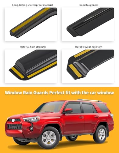 in-Channel Window Rain Guards Fit for Toyota 4Runner 2010-2024 Extra Durable Window Visors Window Deflectors Vent Visors Vent Shades Car Accessories-4 pcs 2-Q09 - size: Fit for 2010-2024 Toyota 4Runner