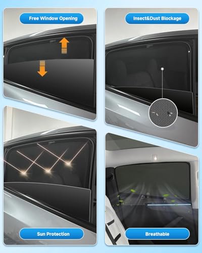 Car Window Shade for Toyota Tundra 2022-Present,2 Pack UV & Glare Protection, Breathable Privacy Screen, Insect & Bug Blocker Magnetic Mesh Side Rear Sun Shades for Baby Camping, Napping & Travel - size: 2PC for Toyota Tundra(2022-Present)