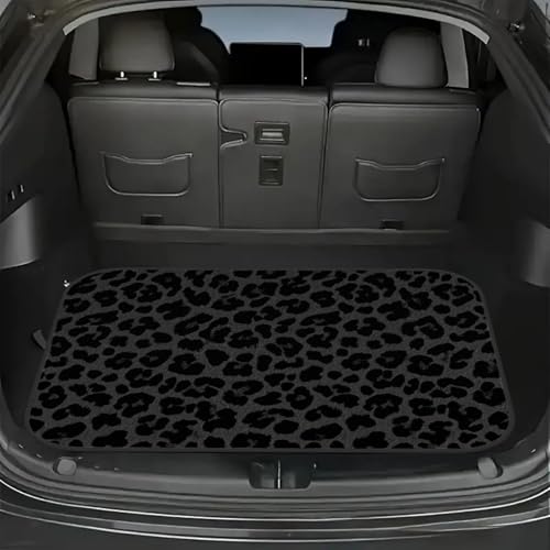 Universal Car Trunk Mat 29" x 39", Black Fashion Leopard All Weather Trunk Protection Cargo Liner, Durable Cargo Mat Rear Trunk Liner, Stylish Vehicle Interior Accessories Suitable for Most Car Models - color: Black Leopard