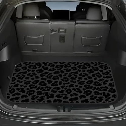 Universal Car Trunk Mat 29" x 39", Black Fashion Leopard All Weather Trunk Protection Cargo Liner, Durable Cargo Mat Rear Trunk Liner, Stylish Vehicle Interior Accessories Suitable for Most Car Models - color: Black Leopard