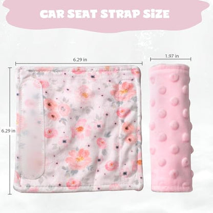 Car Seat Strap Covers for Babies Soft Car Seat Belt Covers, Mink Car Seat Straps Shoulder Pads for Boys and Girls, Flower - color: Flower