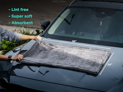 Pittstop Drying Microfiber Towel Large 24x35 Inch 1400 GSM, Edgeless Scratch-Free, Twisted Loop, Super Absorbent, Professional Grade Material, Heavy-Duty, Soft Durable, Car Drying Towel,
