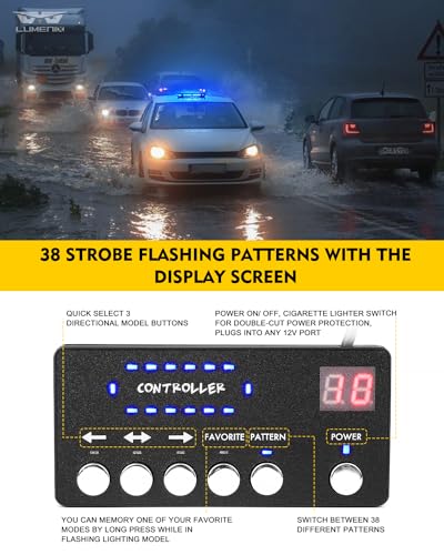 LUMENIX Blue LED Rooftop Strobe Beacon Police Lights Magnetic Mount Emergency Security Caution Flashing Traffic Light Bar for Volunteer Firefighter First Responders Vehicles Trucks - Patented Design - color: Blue