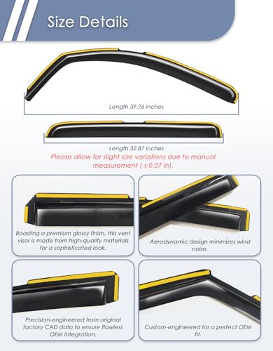 in-Channel Window Rain Guard for Toyota Tundra 2007-2021 CrewMax Rain Guards Side Truck Window Visors Low Profile Vent Visor Window Deflectors Vent Shades Car Accessories-4pcs - size: 2007-2021 Toyota Tundra CrewMax