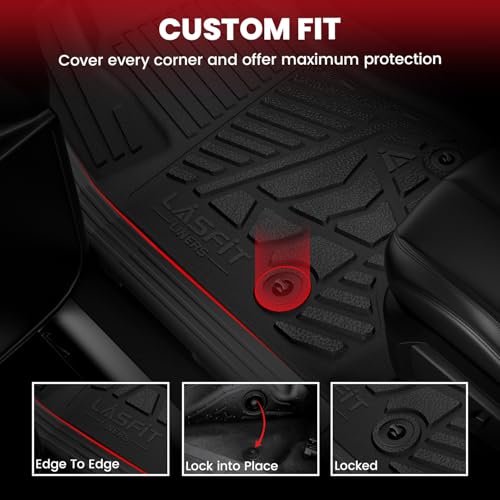 LASFIT Floor Mats for Ford F-150 2011-2014 SuperCrew 1st Row w/o Center Console Carpet Floor All Weather Protector Car Liners TPE Truck Mats, Front & Rear Rows, 3pcs Black - style: 1) F-150 SuperCrew| 11-14 | 2Rows w/o Center Console