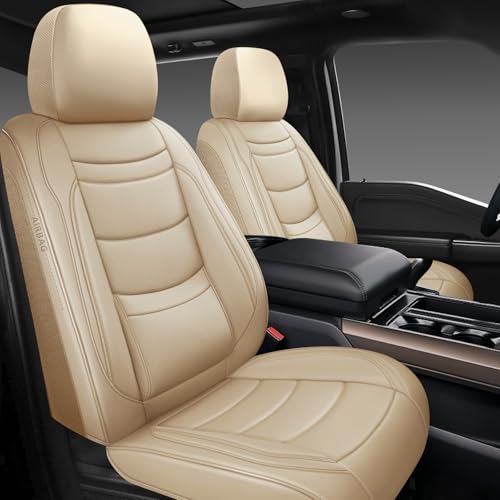 NS YOLO Leather Car Seat Covers Full Set,Universal Fit for Most Cars,SUVs and Sedans,Waterproof Luxury Leatherette Cushions, 5 Seats Protectors (Beige, Full Set-5 Seats(Front and Rear)) - color: Beige, size: Full Set-5 seats(front and rear)
