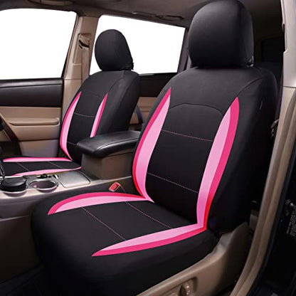 Flying Banner Car Seat Covers Front Seats Rear Bench Polyester car seat Protectors Easy installations Rear Bench Split Classic Man Lady Truck - color: Black Pink & Light Pink
