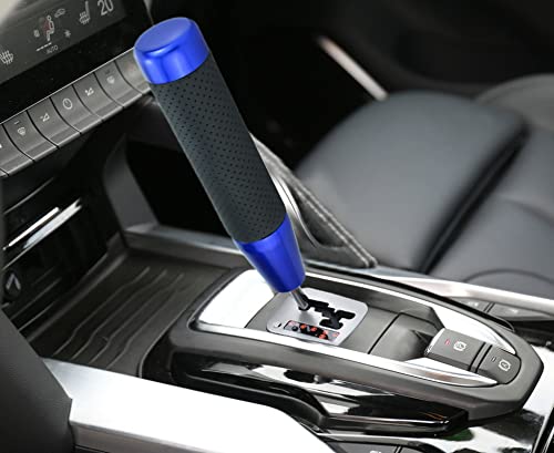 7" Long Weighted Gear Shifter Knob Leather Covered Alloy Car Stick Shift Lever Handle Fit Most Manual Vehicles, Blue - color: Blue