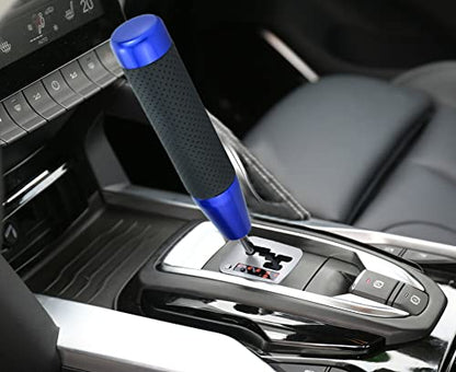 7" Long Weighted Gear Shifter Knob Leather Covered Alloy Car Stick Shift Lever Handle Fit Most Manual Vehicles, Blue - color: Blue