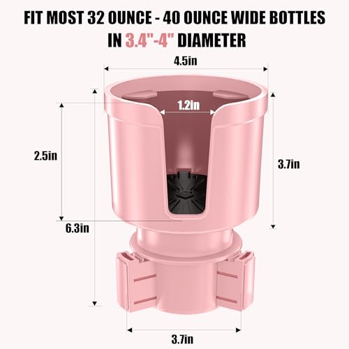 Upgraded Car Cup Holder Expander Adapter with Offset Adjustable Base, Compatible with Yeti 14/24/36/46oz Ramblers, Hydro Flasks 32/40oz, Other Large Bottles Mugs in 3.5"-4.0", Pink 1 Pack - color: Pink, size: Large*1