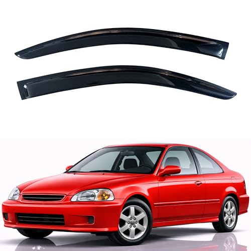 KPY Rain Guards Fit for 1996-2000 Honda Civic Coupe, Out-Channel Window Visors Vent Wind Deflectors 2PC, Car Accessories for 96-00 Civic (Coupe Only) - size: 1996-2000 Civic Coupe