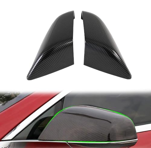 Side Mirror Cover for Tesla Car Exterior Accessories ABS Plastic Outside Cap (Pack of 2)(Model S 2016-2020 Imitation Carbon Fiber Gloss) - color: Imitation Carbon Fiber Glioss, size: Model S 2016-2020