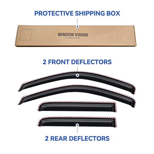 in-Channel Window Visors Rain Guards for 2000-2004 Dodge Dakota Quad/Crew Cab, Window Vent Wind Deflectors Visors Shades for 00 01 02 03 04 Dakota - size: 2000-2004 Dodge Dakota Crew/Quad Cab
