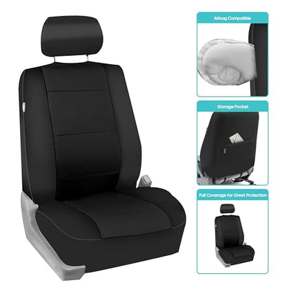 FH Group Car Seat Covers Three-Row 7 Seater Neoprene Waterproof Car Full Set Seat Covers, Airbag Ready and Split - Fit Most Car, Truck, SUV, & Van (Solid Black) - color: Black, style: 3 Row 7 Seater