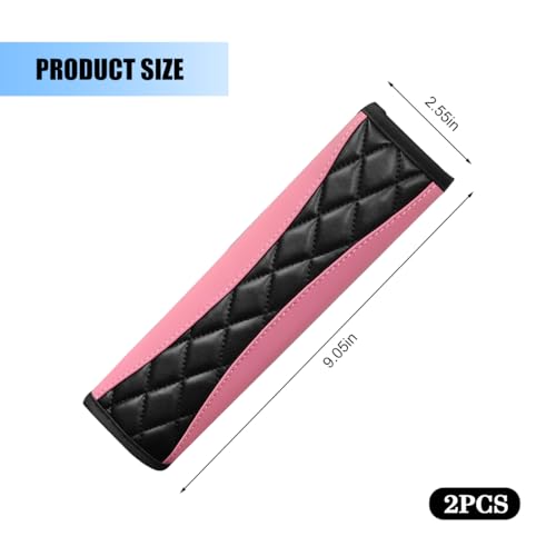 2PCS Car Seat Belt Cover, Soft Comfortable Leather Vehicle Seatbelt Shoulder Pad Cushion, Breathable Automotive Interior Seat Strap Harness Mat, Universal for RV SUV Truck (Pink) - color: Pink