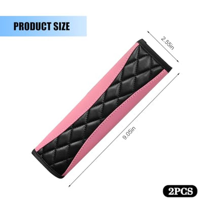 2PCS Car Seat Belt Cover, Soft Comfortable Leather Vehicle Seatbelt Shoulder Pad Cushion, Breathable Automotive Interior Seat Strap Harness Mat, Universal for RV SUV Truck (Pink) - color: Pink