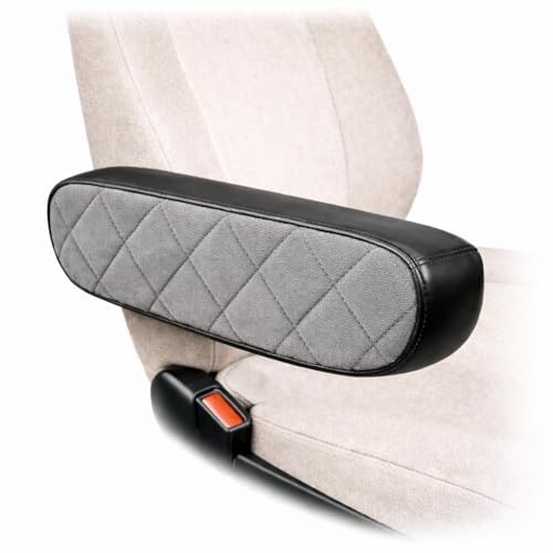 Armrest Cover Set for Volvo VNL 2004–2018 Equipped with National Seat – Custom-Fit Faux Leather & Corduroy, Durable Protection, Easy Install, Protects Against Wear (Black/Grey) - color: black/grey